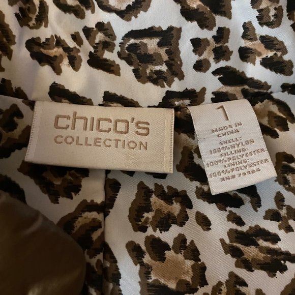 Chico's Gold Metallic Vest Leopard Print Lined 1 - Picture 4 of 7